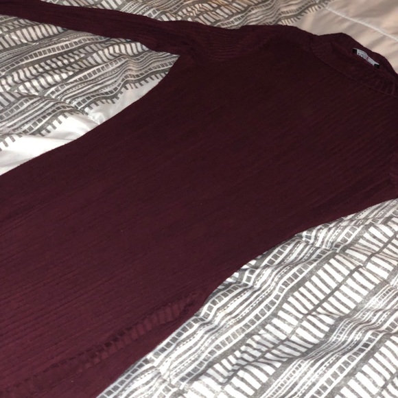 FashionNova Burgundy LongSleeve Midi Dress (slit) - Picture 1 of 1